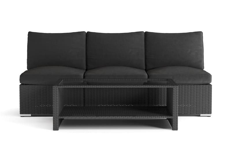 Wisconsin Loungegruppe Udendørs 3-personers med Bord Polyrattan - Sort - Have - Udendørs miljø - Altan & terrasse - Altanmøbler