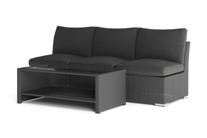 Wisconsin Loungegruppe Udendørs 3-personers med Bord Polyrattan - Sort - Have - Udendørs miljø - Altan & terrasse - Altanmøbler