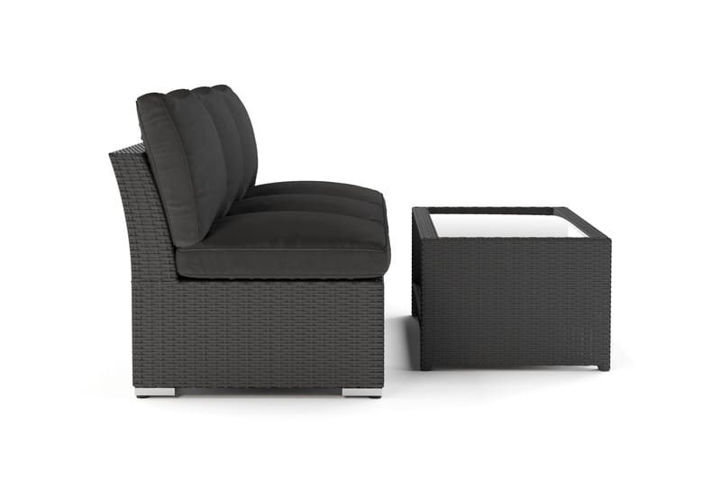 Wisconsin Loungegruppe Udendørs 3-personers med Bord Polyrattan - Sort - Have - Udendørs miljø - Altan & terrasse - Altanmøbler