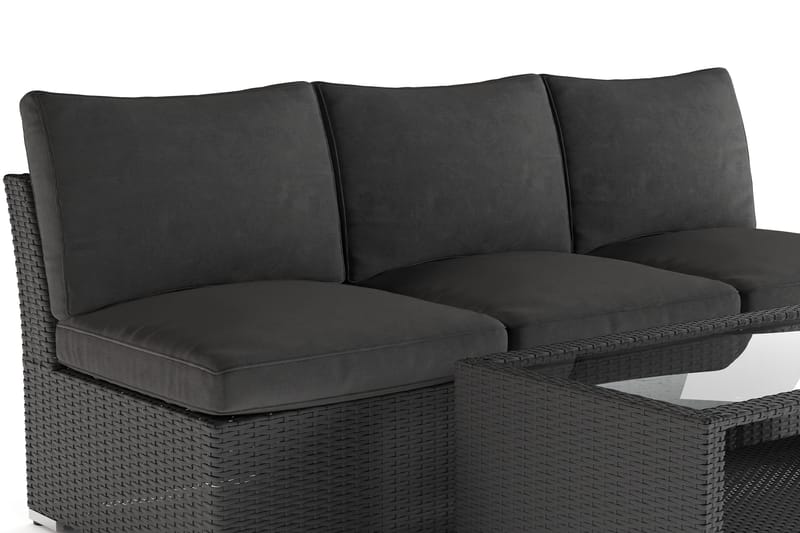 Wisconsin Loungegruppe Udendørs 3-personers med Bord Polyrattan - Sort - Have - Udendørs miljø - Altan & terrasse - Altanmøbler