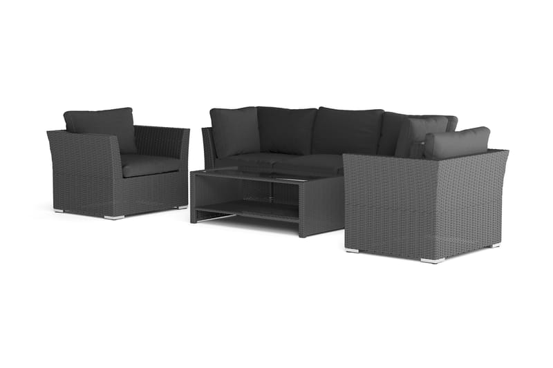 Wisconsin Premium Loungegruppe Udendørs 5-personers Polyrattan - Sort - Have - Udendørs miljø - Altan & terrasse - Altanmøbler