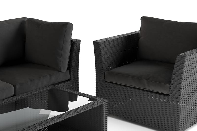 Wisconsin Premium Loungegruppe Udendørs 5-personers Polyrattan - Sort - Have - Udendørs miljø - Altan & terrasse - Altanmøbler