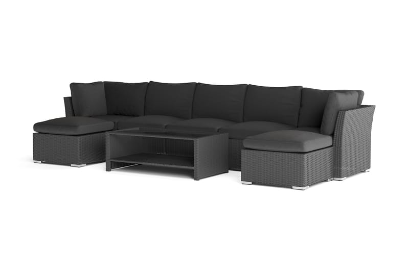 Wisconsin Premium Loungegruppe Udendørs 7-personers Polyrattan - Sort - Have - Udendørs miljø - Altan & terrasse - Altanmøbler
