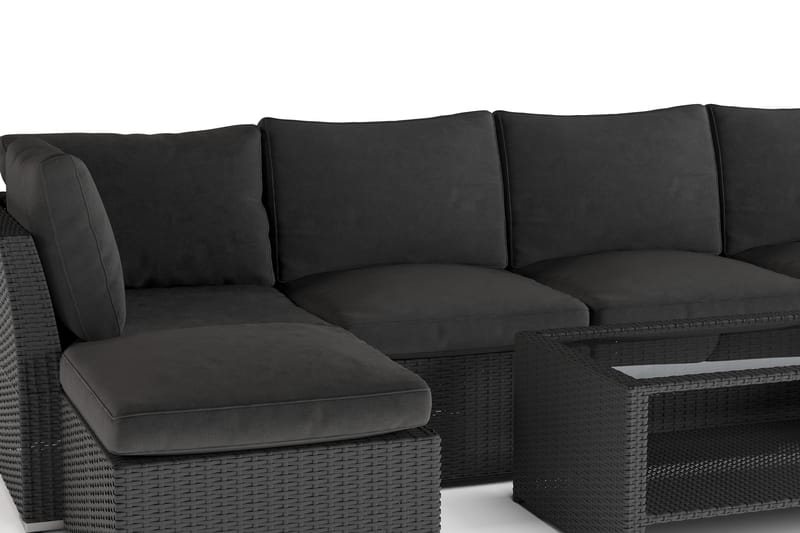 Wisconsin Premium Loungegruppe Udendørs 7-personers Polyrattan - Sort - Have - Udendørs miljø - Altan & terrasse - Altanmøbler