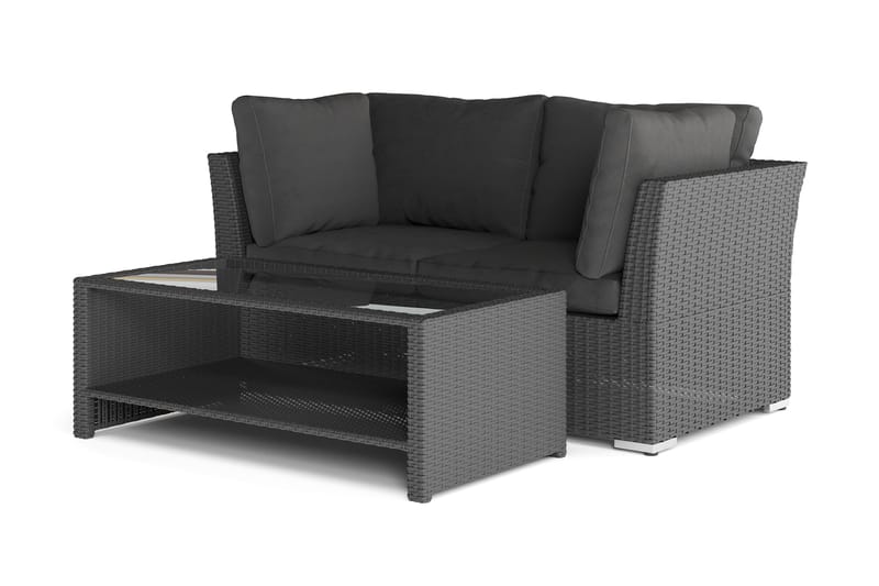 Wisconsin Premium Loungegruppe Udendørs med Armlæn 2-personers Polyrattan - Sort - Have - Udendørs miljø - Altan & terrasse - Altanmøbler
