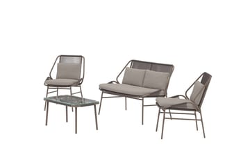 Zakynthos sofagruppe 2-personers sofa + 2 lænestole med bord udendørs - Brun - Havemøbler - Loungemøbler - Sofagrupper udendørs