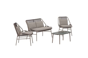 Zakynthos sofagruppe 2-personers sofa + 2 lænestole med bord udendørs - Brun - Havemøbler - Loungemøbler - Sofagrupper udendørs