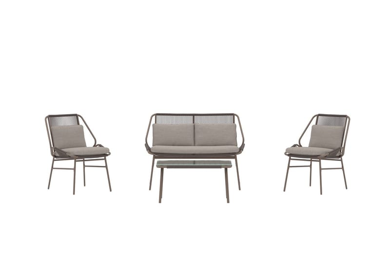 Zakynthos sofagruppe 2-personers sofa + 2 lænestole med bord udendørs - Brun - Have - Udendørs miljø - Altan & terrasse - Altanmøbler