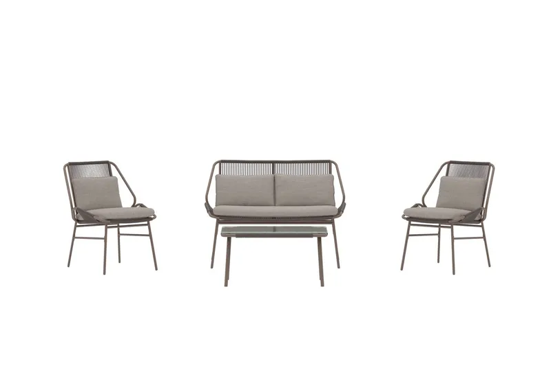 Zakynthos sofagruppe 2-personers sofa + 2 lænestole med bord udendørs - Brun - Have - Udendørs miljø - Altan & terrasse - Altanmøbler