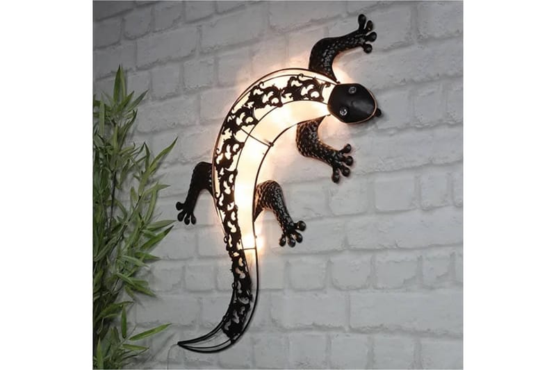 HI soldrevet LED-væglampe til haven gecko - Brun - Have - Udendørs miljø - Entré - Entrébelysning