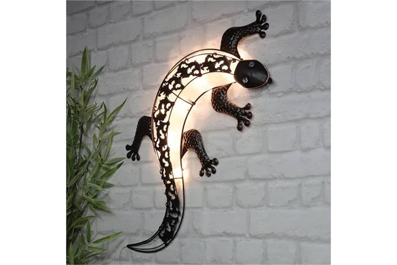 HI soldrevet LED-væglampe til haven gecko - Brun - Væglampe udendørs - Entrébelysning - Udendørs lamper & belysning