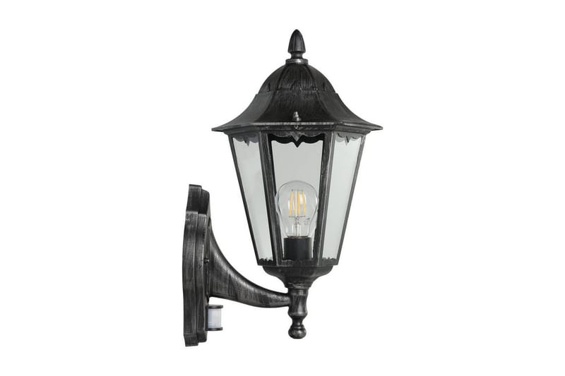 Væglampe Udendørsbelysning Eglo Navedo med Sensor Sort, Sølvpatineret Klar - Sort/Sølv - Have - Udendørs miljø - Entré - Entrébelysning