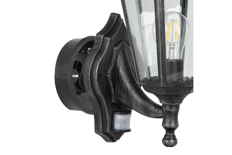 Væglampe Udendørsbelysning Eglo Navedo med Sensor Sort, Sølvpatineret Klar - Sort/Sølv - Have - Udendørs miljø - Entré - Entrébelysning