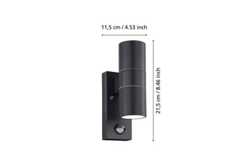 Væglampe Udendørsbelysning Eglo Riga 5 med 2 Lamper og Sensor Antracit Klar - Antracit - Have - Udendørs miljø - Entré - Entrébelysning