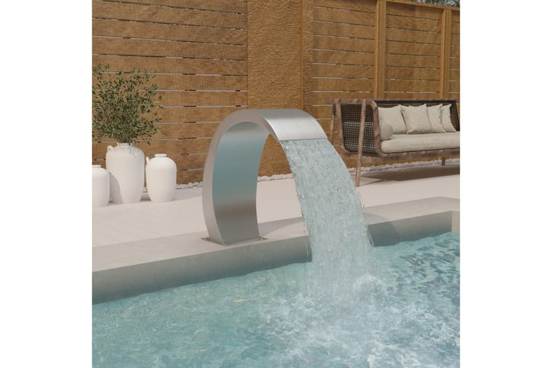 fontæne til pool med LED'er 30x60x70 cm rustfrit stål 304 - Sølv - Have - Udendørs miljø - Havedekoration - Damme & springvand