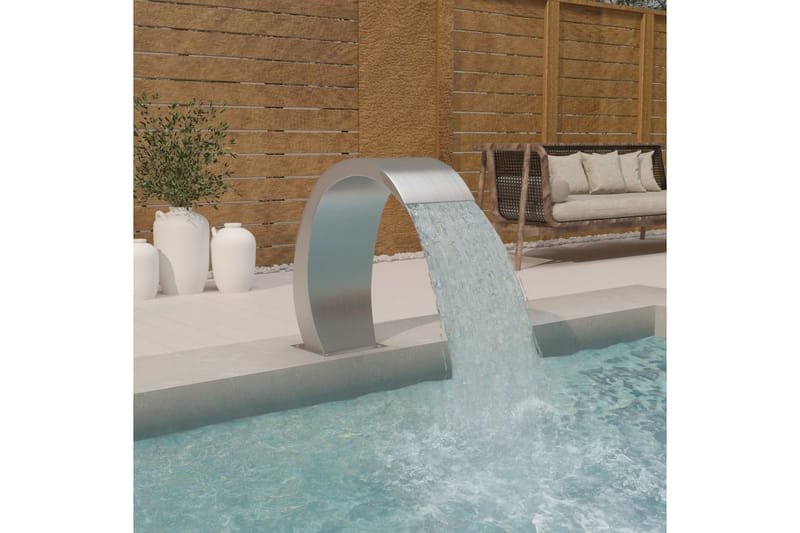 fontæne til pool med LED'er 30x60x70 cm rustfrit stål 304 - Sølv - Damme & springvand - Havespringvand