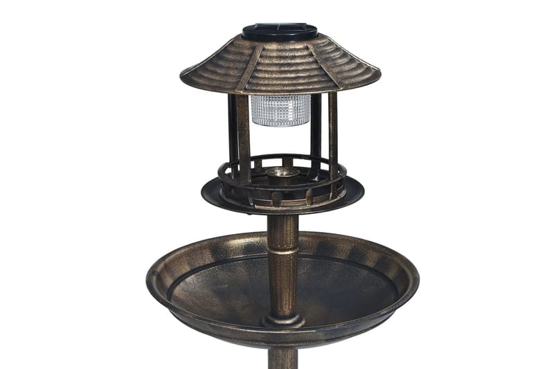 Fuglebad Med Soldrevne Led-Lamper Plastik - Brun - Have - Udendørs miljø - Havedekoration - Damme & springvand