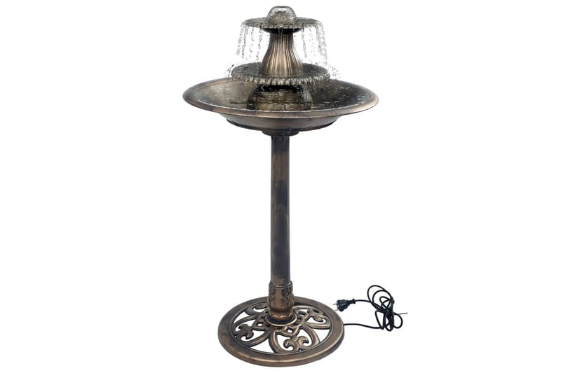 Fuglebad Med Springvand 50x91 cm Plastik Bronzefarvet - Brun - Have - Udendørs miljø - Havedekoration - Damme & springvand