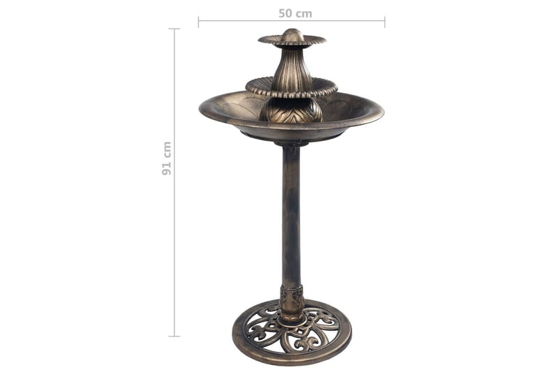 Fuglebad Med Springvand 50x91 cm Plastik Bronzefarvet - Brun - Have - Udendørs miljø - Havedekoration - Damme & springvand