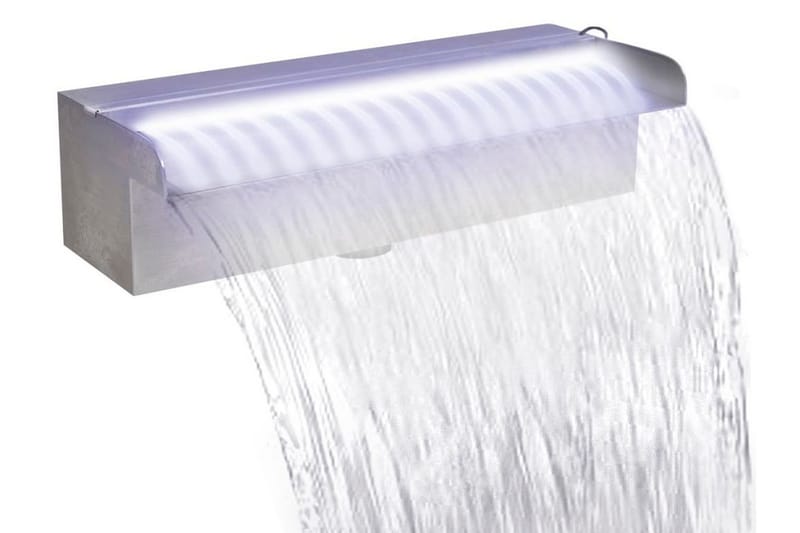 Rektangulær Vandfaldsfontæne Med Led-Lys Rustfrit Stål 30 Cm - Have - Udendørs miljø - Havedekoration - Damme & springvand