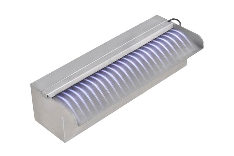 Rektangulær Vandfaldsfontæne Med Led-Lys Rustfrit Stål 30 Cm - Have - Udendørs miljø - Havedekoration - Damme & springvand