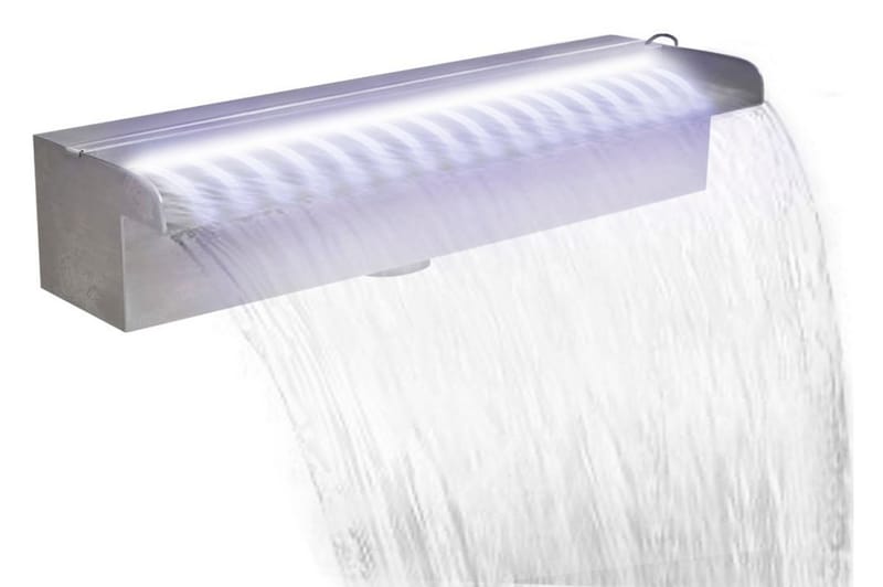 Rektangulær Vandfaldsfontæne Med Led-Lys Rustfrit Stål 45 Cm - Have - Udendørs miljø - Havedekoration - Damme & springvand