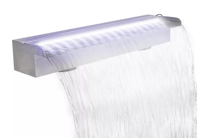 Rektangulær Vandfaldsfontæne Med Led-Lys Rustfrit Stål 60 Cm - Have - Udendørs miljø - Havedekoration - Damme & springvand