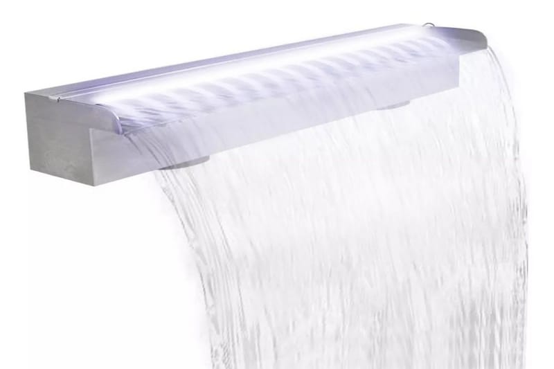 Rektangulær Vandfaldsfontæne Med Led-Lys Rustfrit Stål 90 Cm - Have - Udendørs miljø - Havedekoration - Damme & springvand