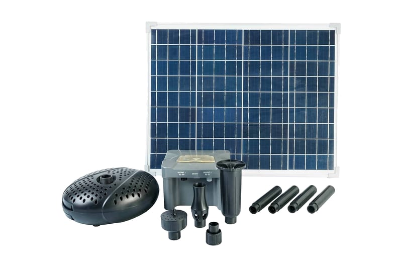Ubbink sæt med solpanel, pumpe og batteri SolarMax 2500 - Sort - Damme & springvand