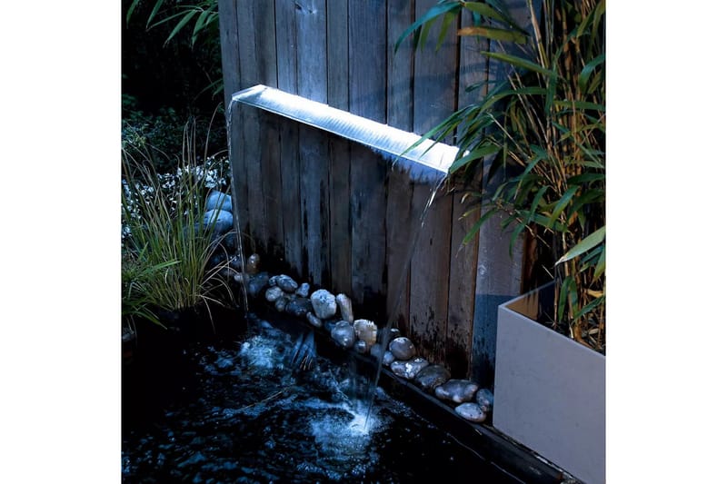 Ubbink vandfald med LED'er Niagara 90 cm rustfrit stål 13121 - Sølv - Damme & springvand - Vandfald dam