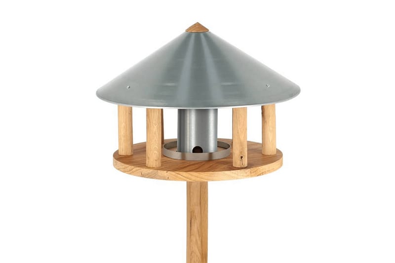 Esschert Design fuglefoderhus med fodersilo og rundt tag zin - Flerfarvet - Have - Udendørs miljø - Havedekoration - Fuglebræt & fuglehuse