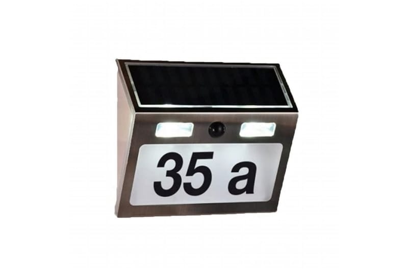 HI soldrevet LED-oplyst husnummer sølvfarvet - Sølv - Facadecifre & husnumre - Facadedekoration