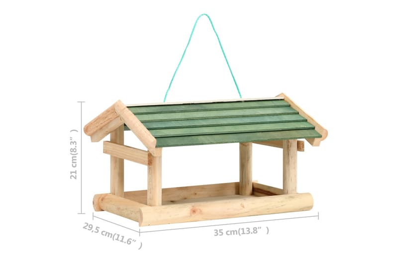foderhus til fugle 35x29,5x21 cm massivt træ - Brun - Have - Udendørs miljø - Havedekoration - Fuglebræt & fuglehuse
