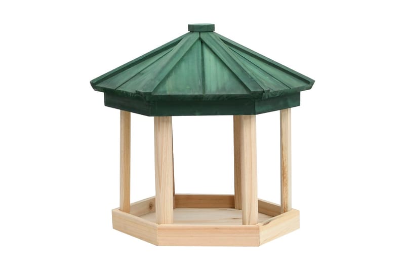 Fuglefoderhus 33x30 cm ottekantet massivt fyrretræ - Brun - Have - Udendørs miljø - Havedekoration - Fuglebræt & fuglehuse