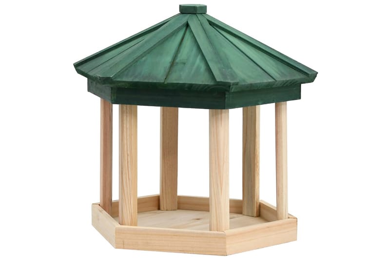 Fuglefoderhus 33x30 cm ottekantet massivt fyrretræ - Brun - Have - Udendørs miljø - Havedekoration - Fuglebræt & fuglehuse