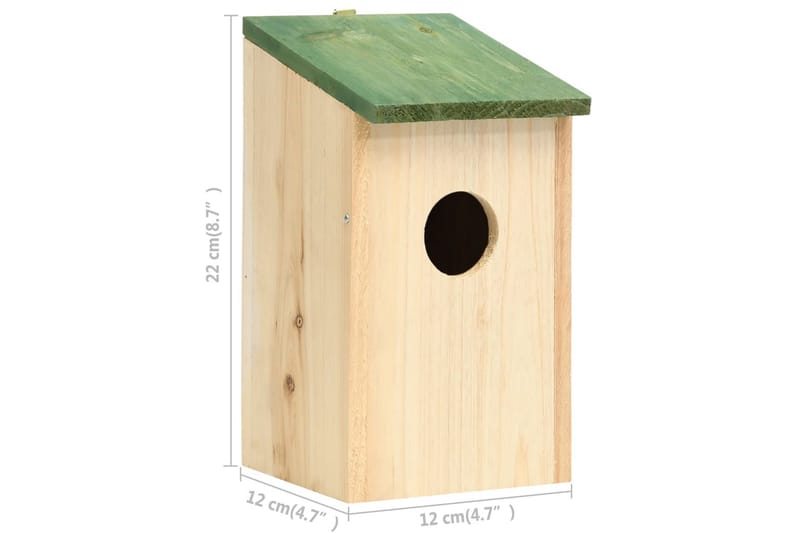 Fuglehuse 10 stk. 12x12x22 cm massivt fyrretræ - Brun - Have - Udendørs miljø - Havedekoration - Fuglebræt & fuglehuse