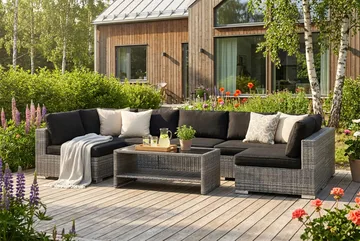 Bahamas Midtermodul Udendørs i Polyrattan - Grå - Havemøbler - Loungemøbler - Moduler - Midtermodul havesofa