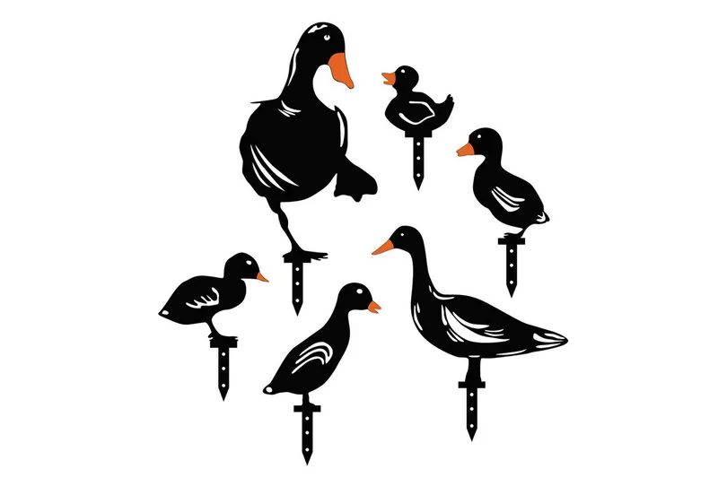 Dekorativt Have Metal Tilbehørssæt Ænder Sort, Sort