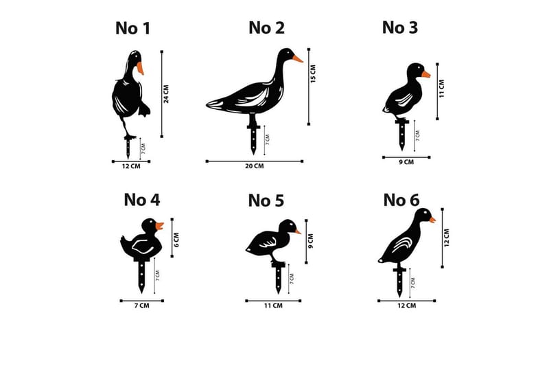 Dekorativt Have Metal Tilbehørssæt Ænder Sort - Sort - Have - Udendørs miljø - Havedekoration - Havefigurer & havedekoration - Plastikdyr