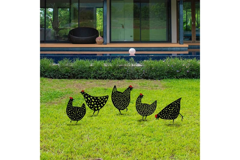 Dekorativt Have Metal Tilbehørssæt Kyllinger Sort - Sort - Have - Udendørs miljø - Havedekoration - Havefigurer & havedekoration - Plastikdyr