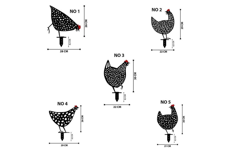 Dekorativt Have Metal Tilbehørssæt Kyllinger Sort - Sort - Have - Udendørs miljø - Havedekoration - Havefigurer & havedekoration - Plastikdyr