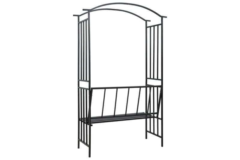 Havebue Med Bænk 114X45X205 cm Jern Sort - Have - Udendørs miljø - Havedekoration - Havefigurer & havedekoration