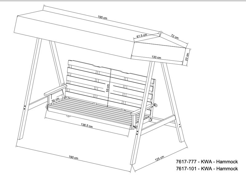 Havesofa med Tag 195x125x159 inkl. Tag - Mørkegrøn - Havemøbler - Havesofaer & bænke - Hængesofaer