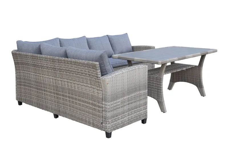 James Light Stor L-formet Vendbar Loungegruppe til Udendørs i Kunstrotting med Opbevaring og Grå Hynder - Grå - Have - Udendørs miljø - Altan & terrasse - Altanmøbler