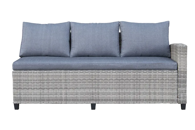 James Light Stor L-formet Vendbar Loungegruppe til Udendørs i Kunstrotting med Opbevaring og Grå Hynder - Grå - Have - Udendørs miljø - Altan & terrasse - Altanmøbler