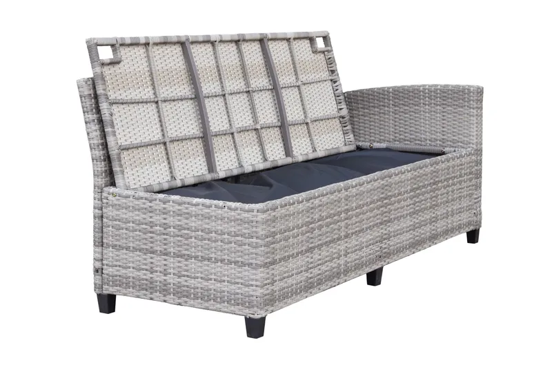 James Light Stor L-formet Vendbar Loungegruppe til Udendørs i Kunstrotting med Opbevaring og Grå Hynder - Grå - Have - Udendørs miljø - Altan & terrasse - Altanmøbler