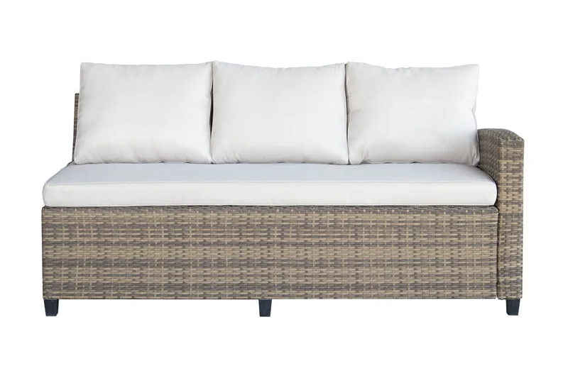 James Light Stor L-formet Vendbar Loungegruppe til Udendørs i Kunstrotting med Opbevaring og Hvide Hynder - Natur - Have - Udendørs miljø - Altan & terrasse - Altanmøbler