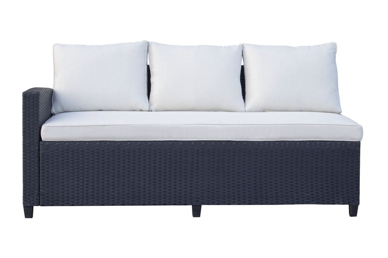 James Light Stor L-formet Vendbar Loungegruppe til Udendørs i Kunstrotting med Opbevaring og Hvide Hynder - Sort - Have - Udendørs miljø - Altan & terrasse - Altanmøbler