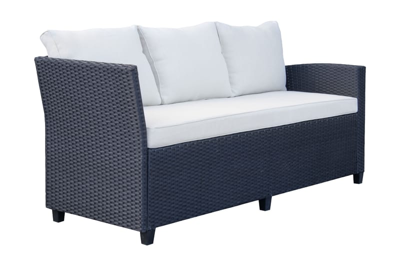 James Light Stor L-formet Vendbar Loungegruppe til Udendørs i Kunstrotting med Opbevaring og Hvide Hynder - Sort - Have - Udendørs miljø - Altan & terrasse - Altanmøbler