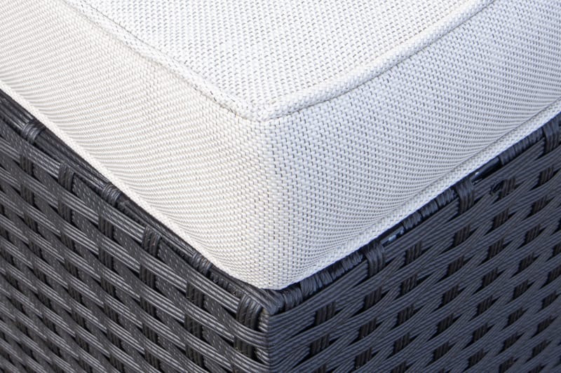 James Light Stor L-formet Vendbar Loungegruppe til Udendørs i Kunstrotting med Opbevaring og Hvide Hynder - Sort - Have - Udendørs miljø - Altan & terrasse - Altanmøbler